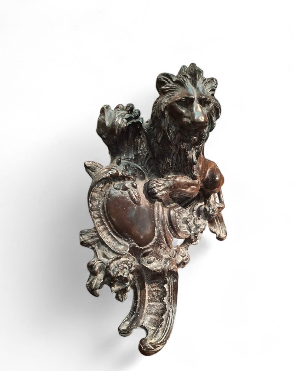 Coppia di leoni rampanti in bronzo-photo-3