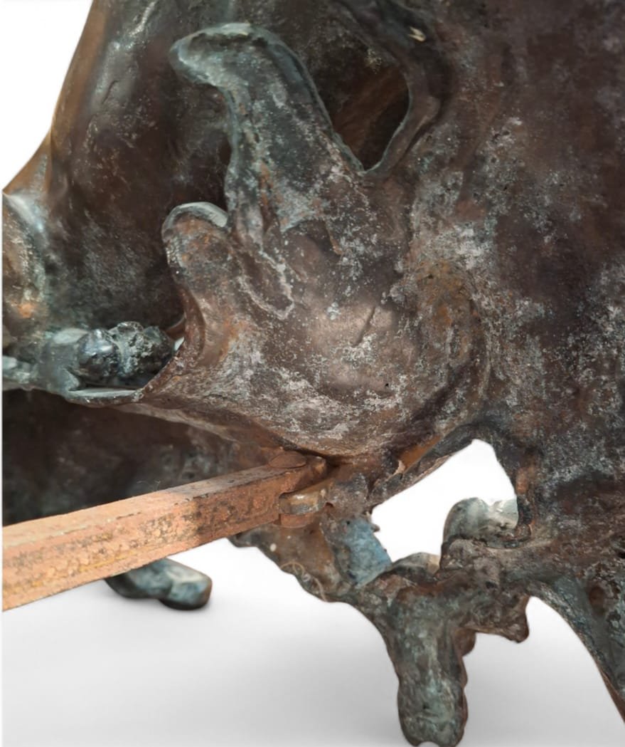 Coppia di leoni rampanti in bronzo-photo-4