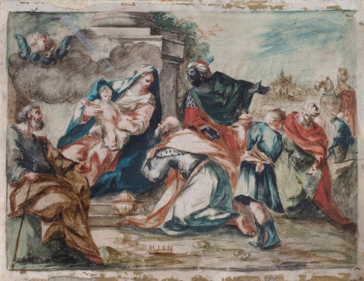 Adorazione dei Magi, tempera su pergamena-photo-2