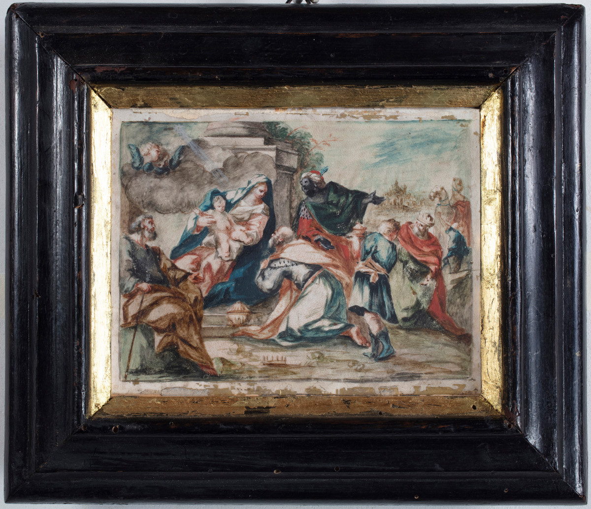 Adorazione dei Magi, tempera su pergamena