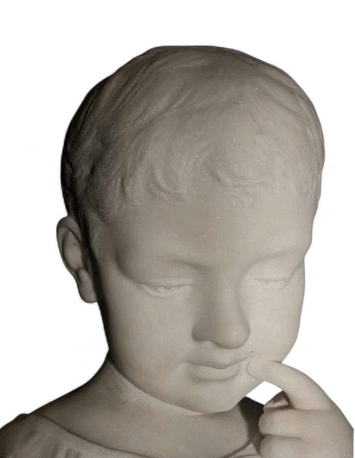 Busto di bambino in lettura, marmo di Carrara-photo-4