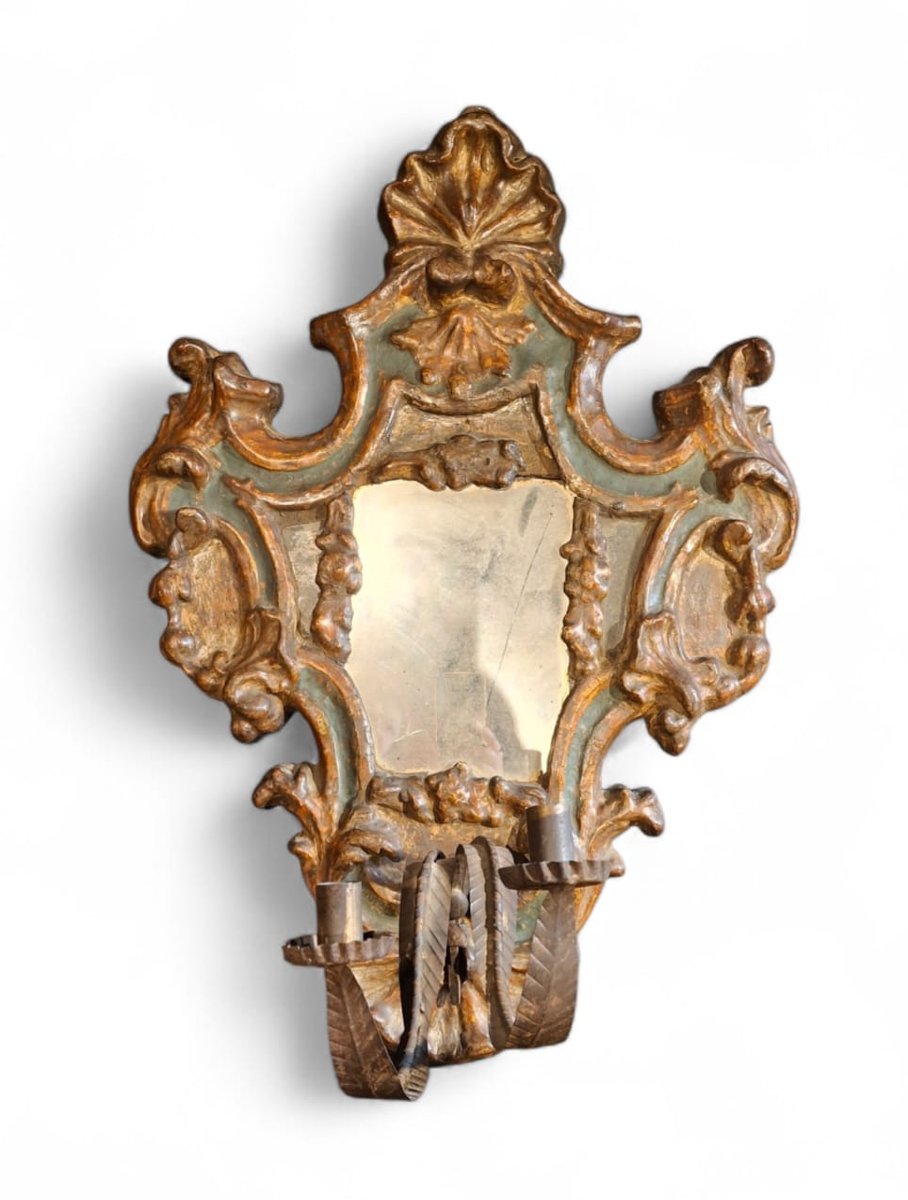 Coppia di appliques in legno e cartapesta laccate-photo-3