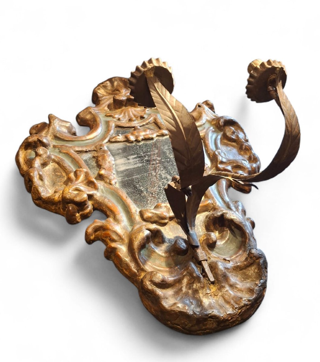 Coppia di appliques in legno e cartapesta laccate-photo-4