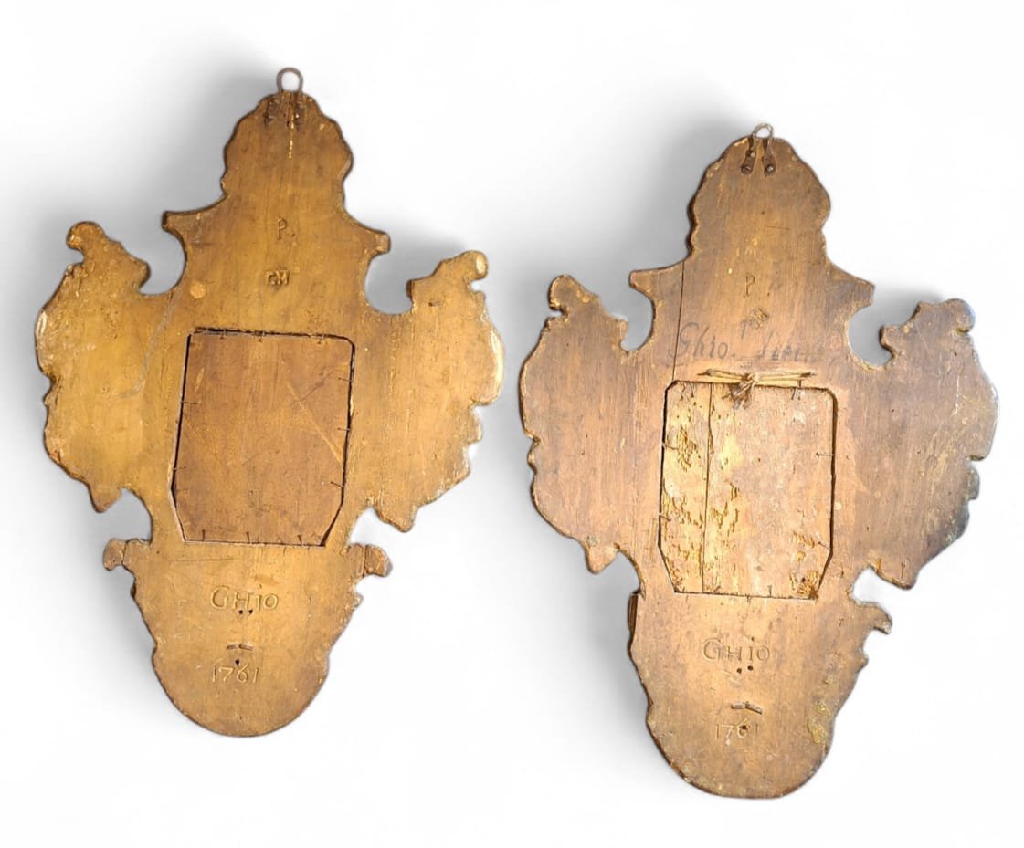 Coppia di appliques in legno e cartapesta laccate-photo-1