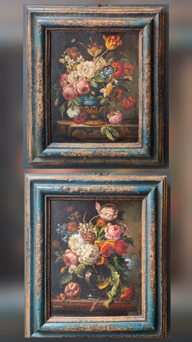 Coppia di vasi di fiori