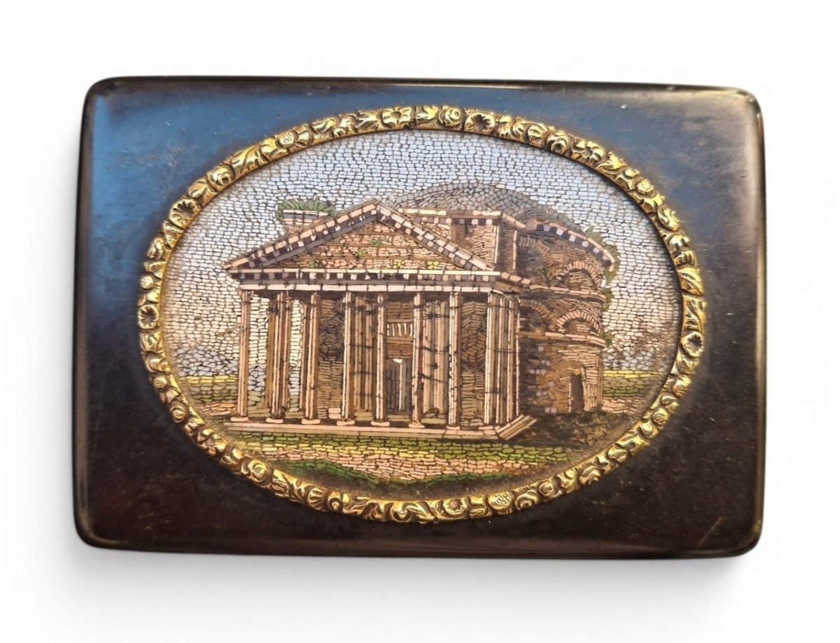 Scatola con micromosaico con cassina in rame-photo-2