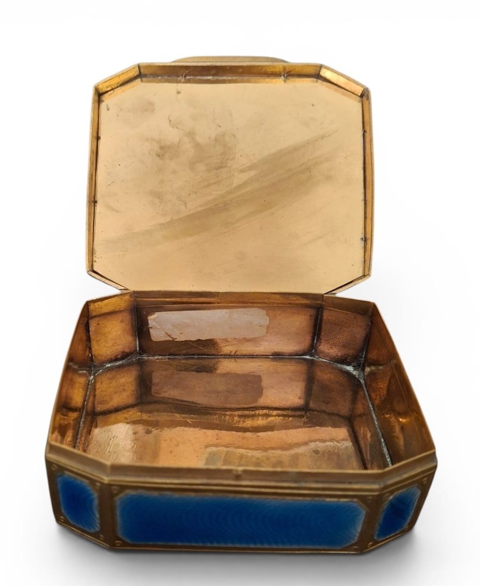 Tabacchiera in smalto e bronzo dorato-photo-2