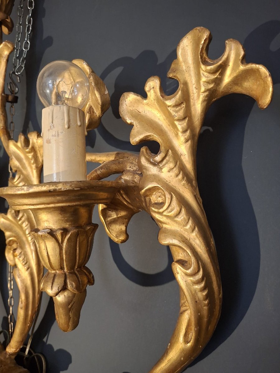 Grande applique in legno dorato-photo-4