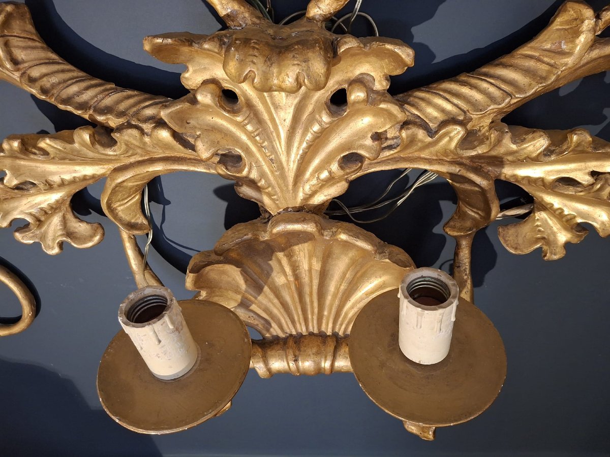Grande applique in legno dorato-photo-1