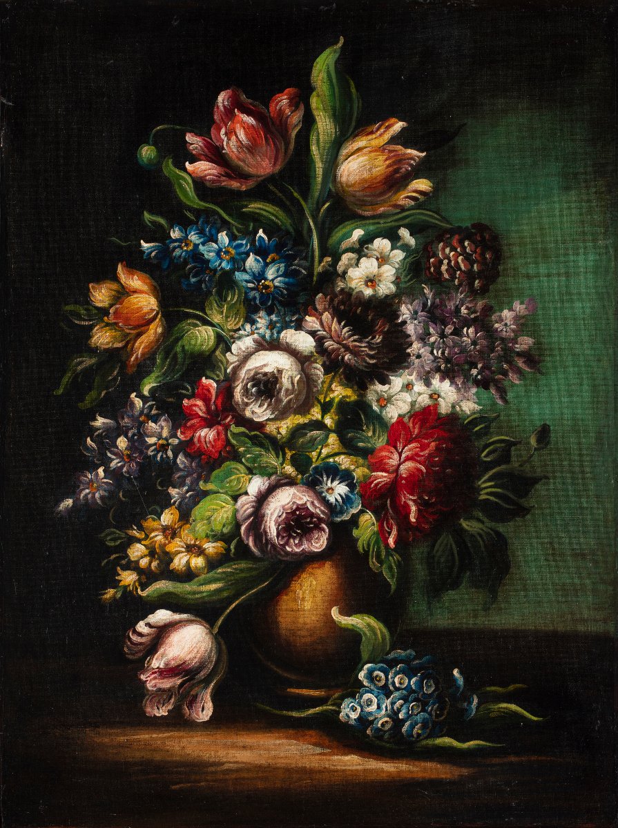 Coppia di Nature morte con fiori-photo-2