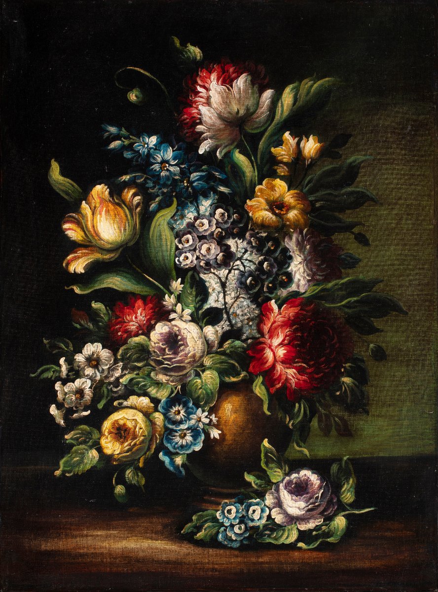 Coppia di Nature morte con fiori-photo-3