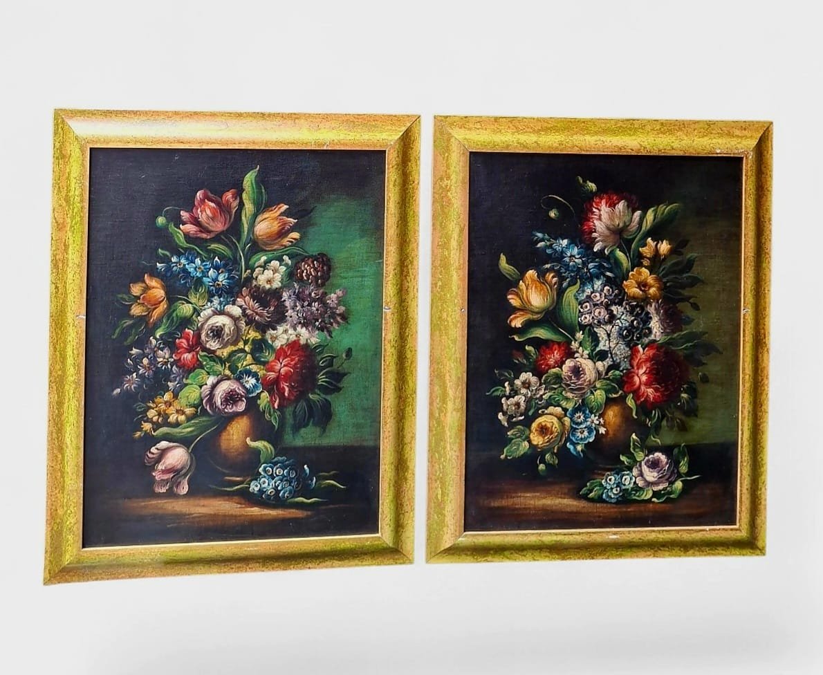 Coppia di Nature morte con fiori