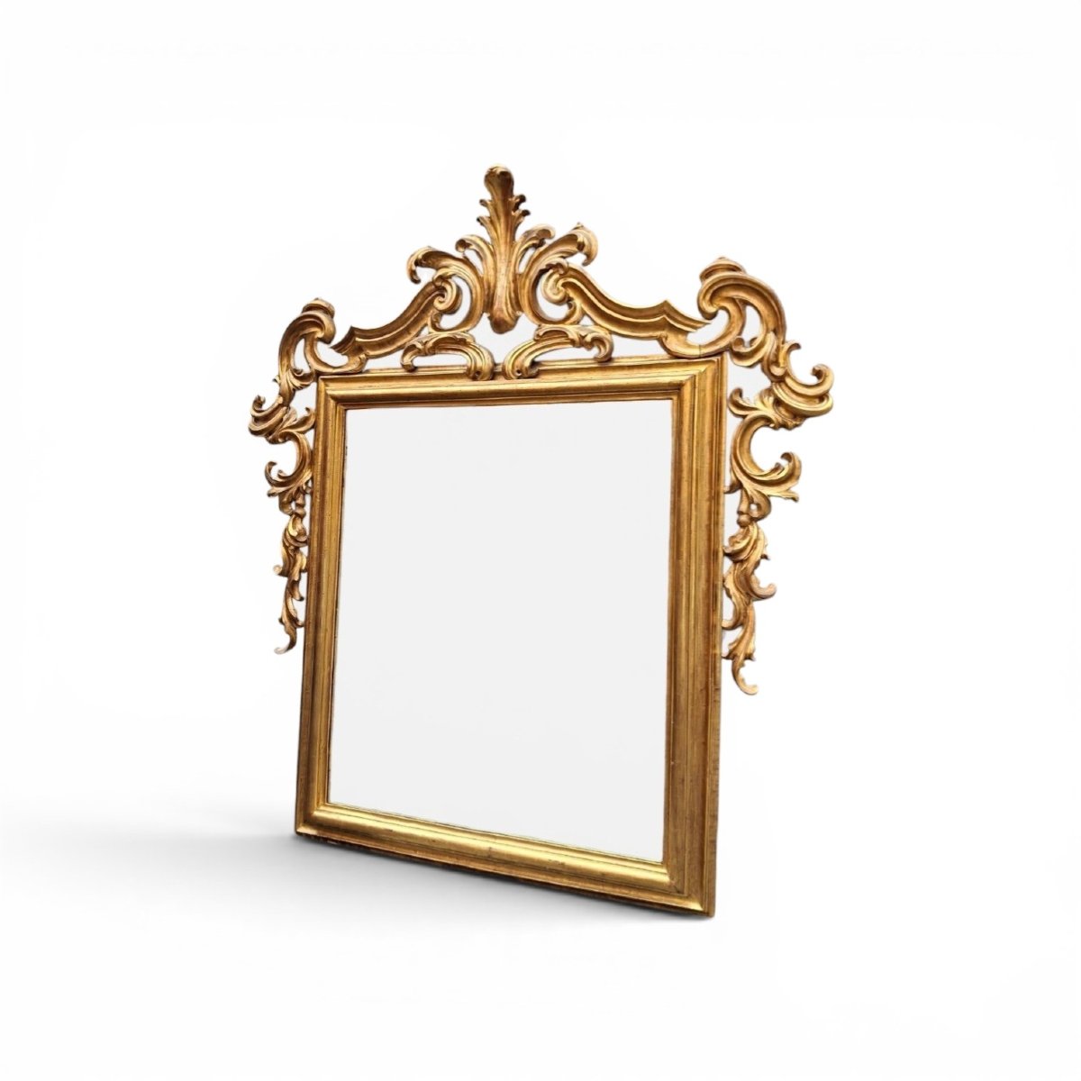 Grande specchiera in legno dorato-photo-2