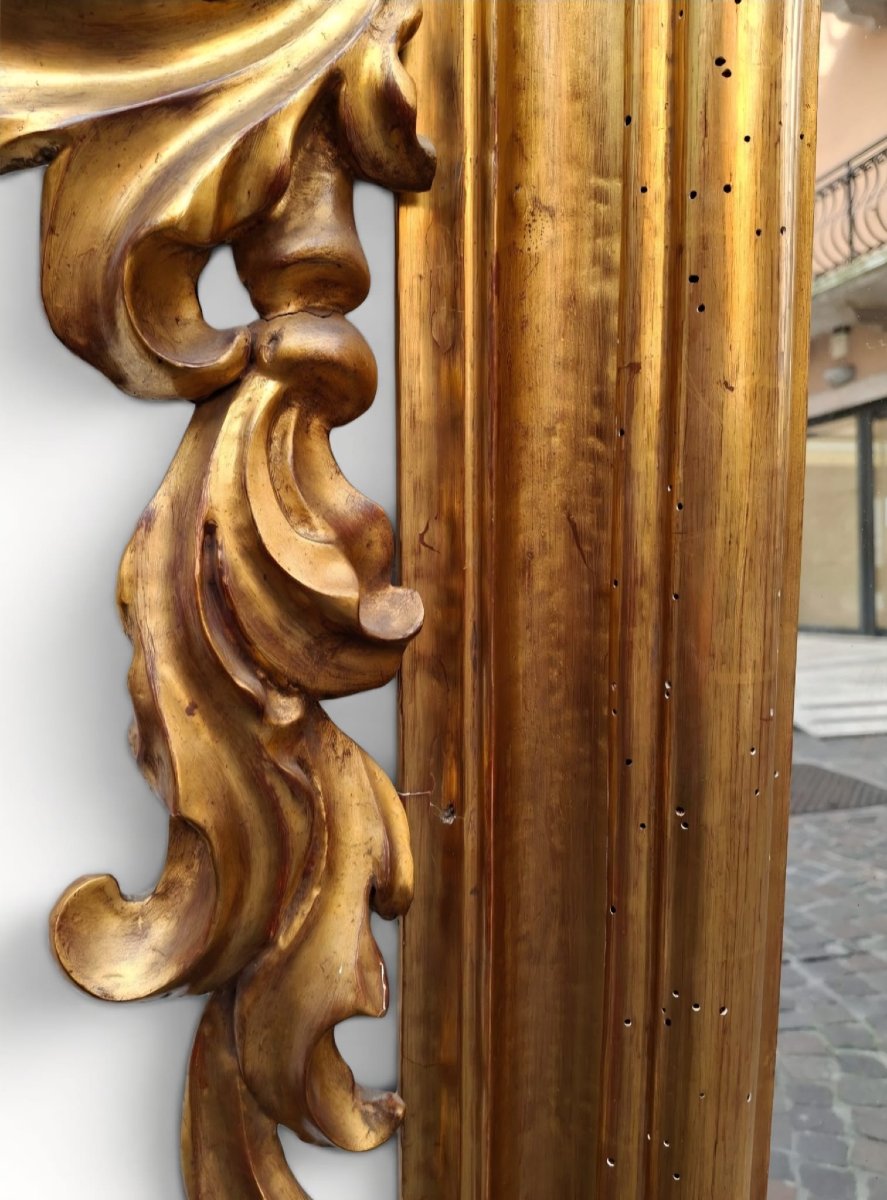 Grande specchiera in legno dorato-photo-3