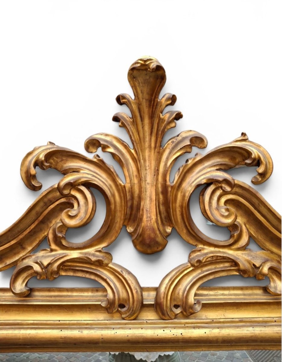 Grande specchiera in legno dorato-photo-4