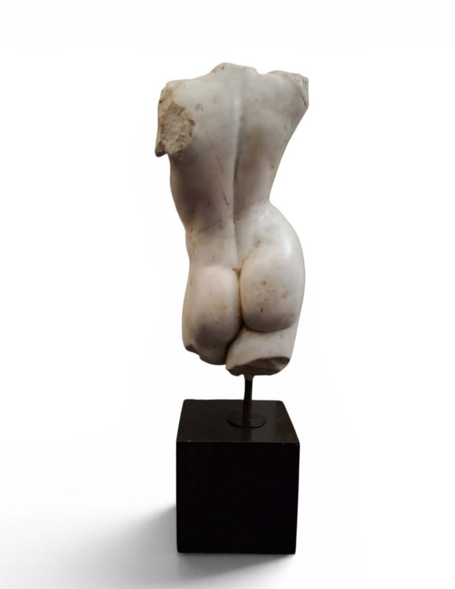 Torso virile in marmo bianco-photo-3