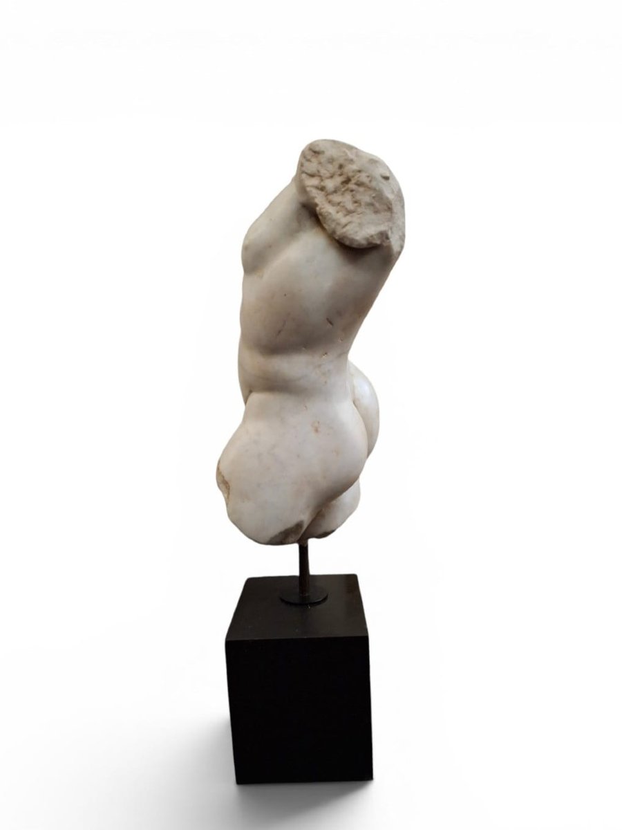 Torso virile in marmo bianco-photo-4