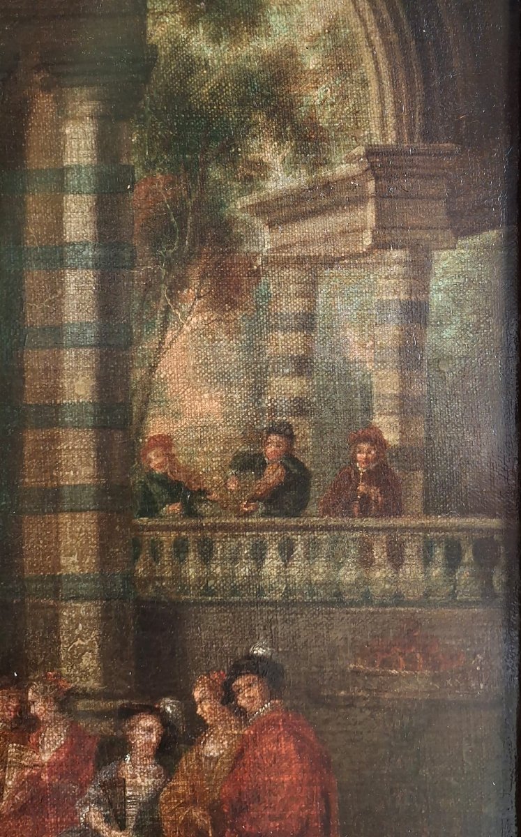 Dipinto francese raffigurante scena di corte-photo-2
