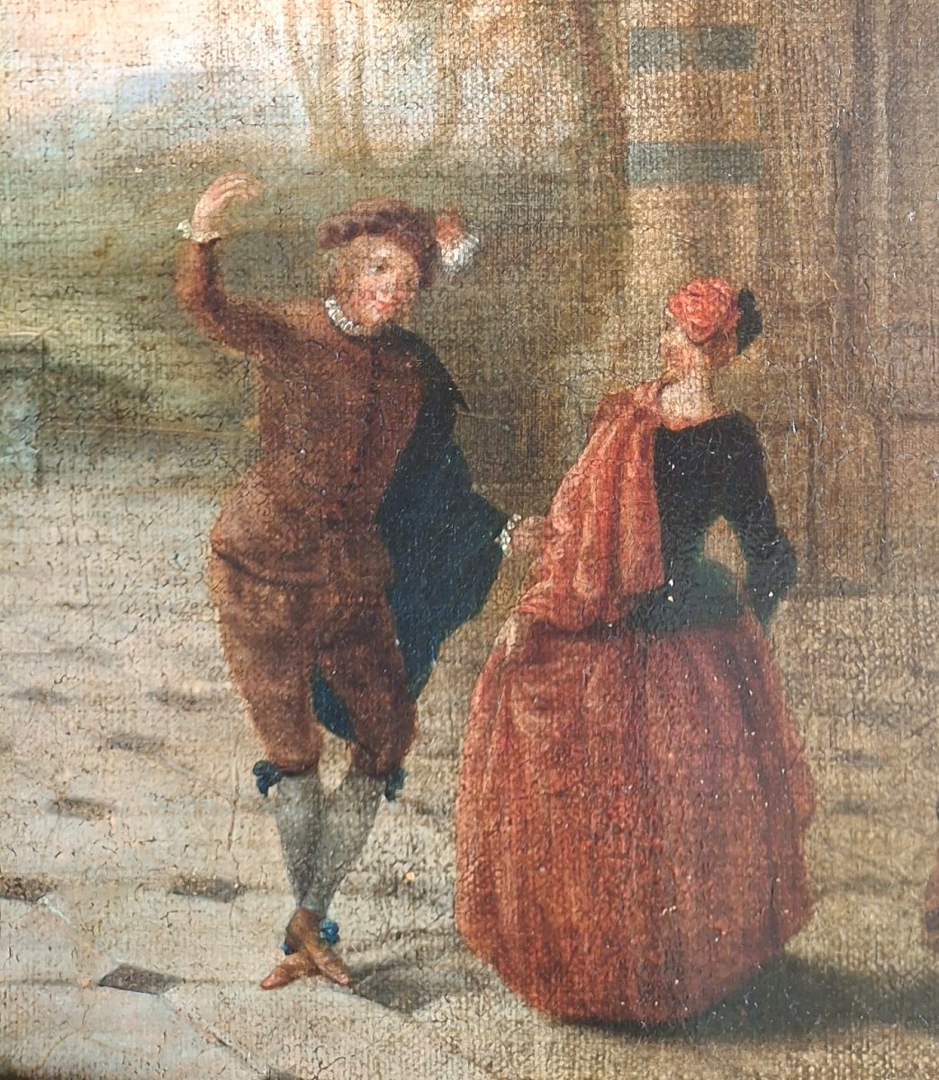 Dipinto francese raffigurante scena di corte-photo-4
