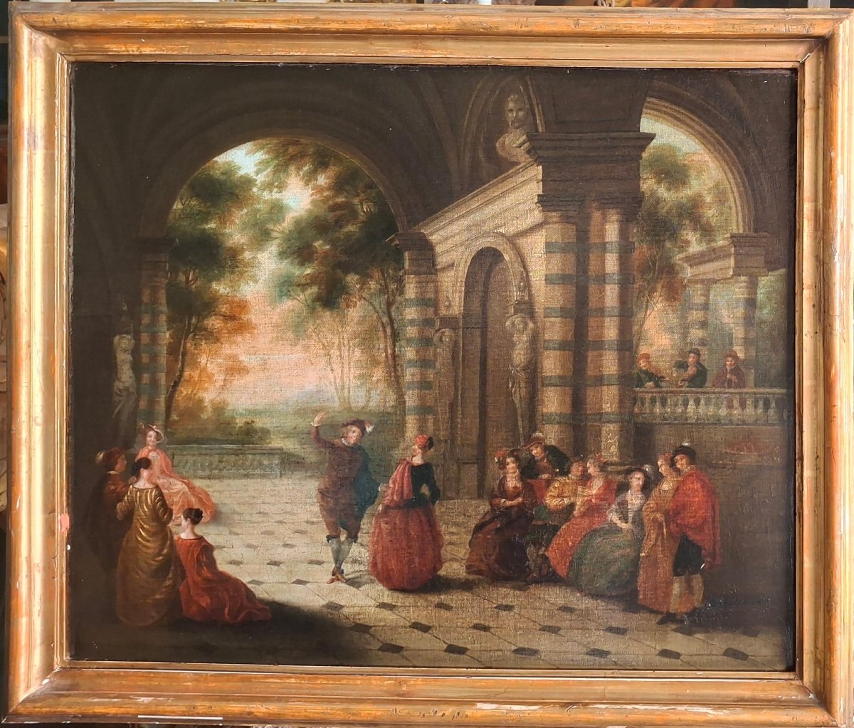 Dipinto francese raffigurante scena di corte