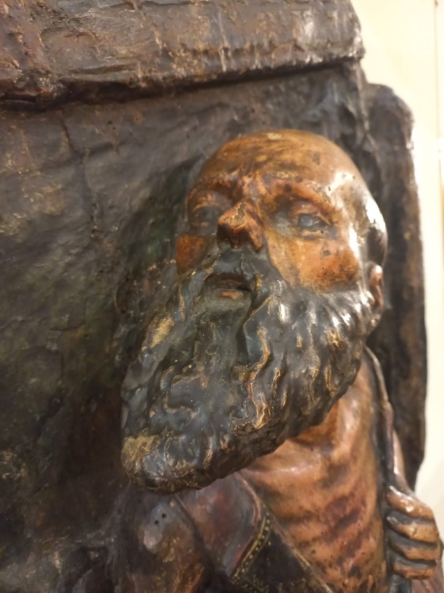 San Girolamo penitente, altorilievo in legno laccato-photo-1