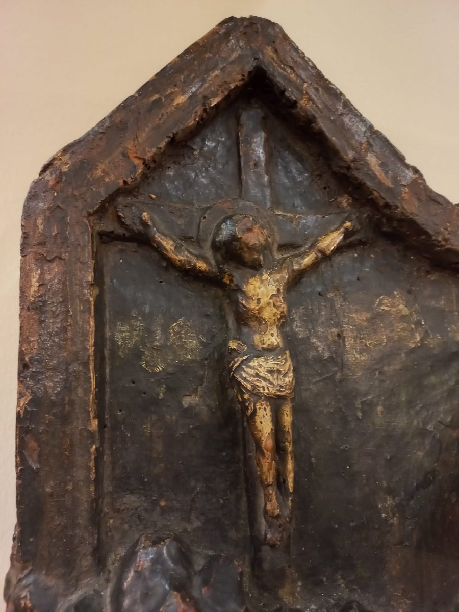 San Girolamo penitente, altorilievo in legno laccato-photo-2