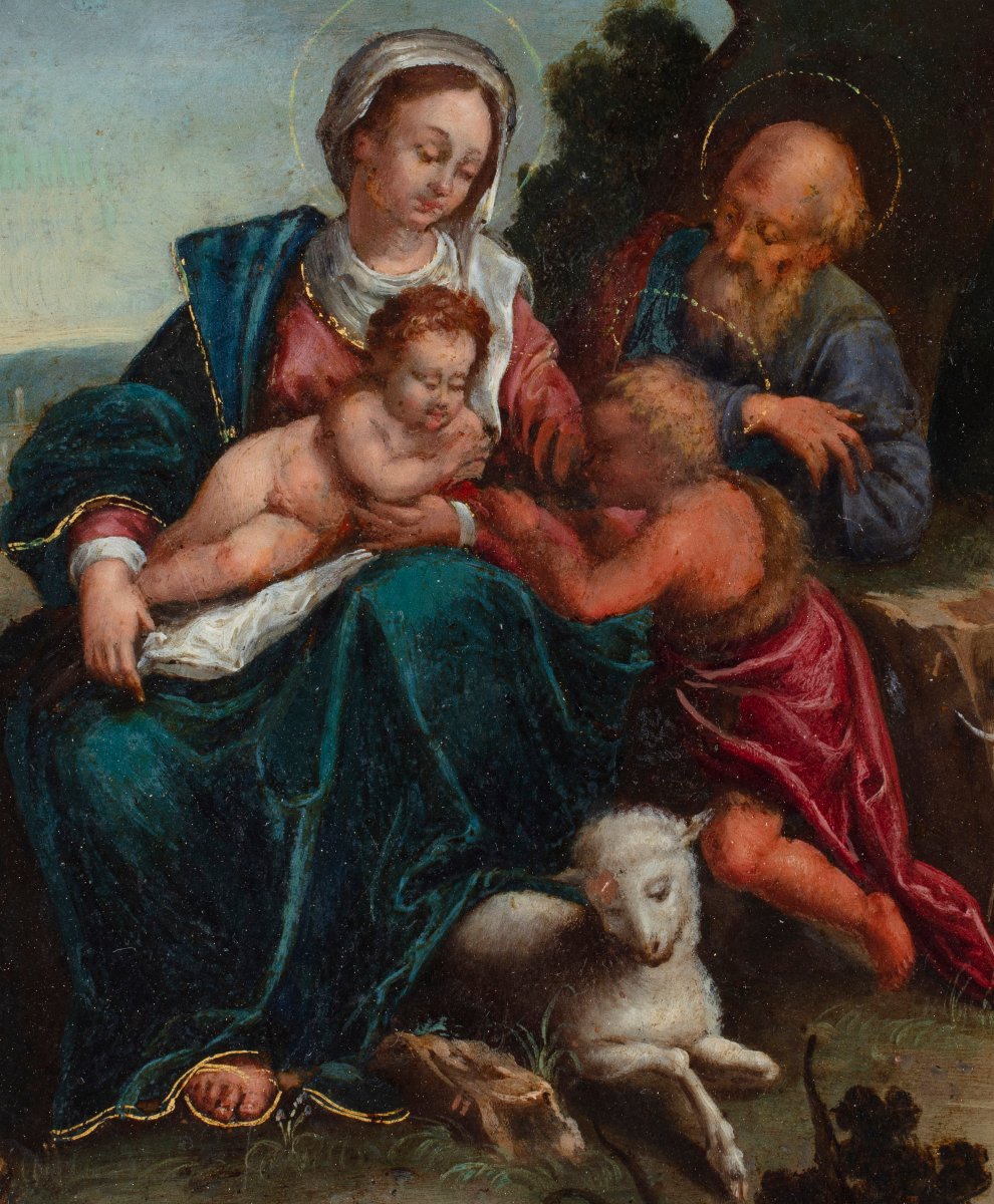 Sacra Famiglia con San Giovannino, ambito di Hans Rottenhammer I-photo-2
