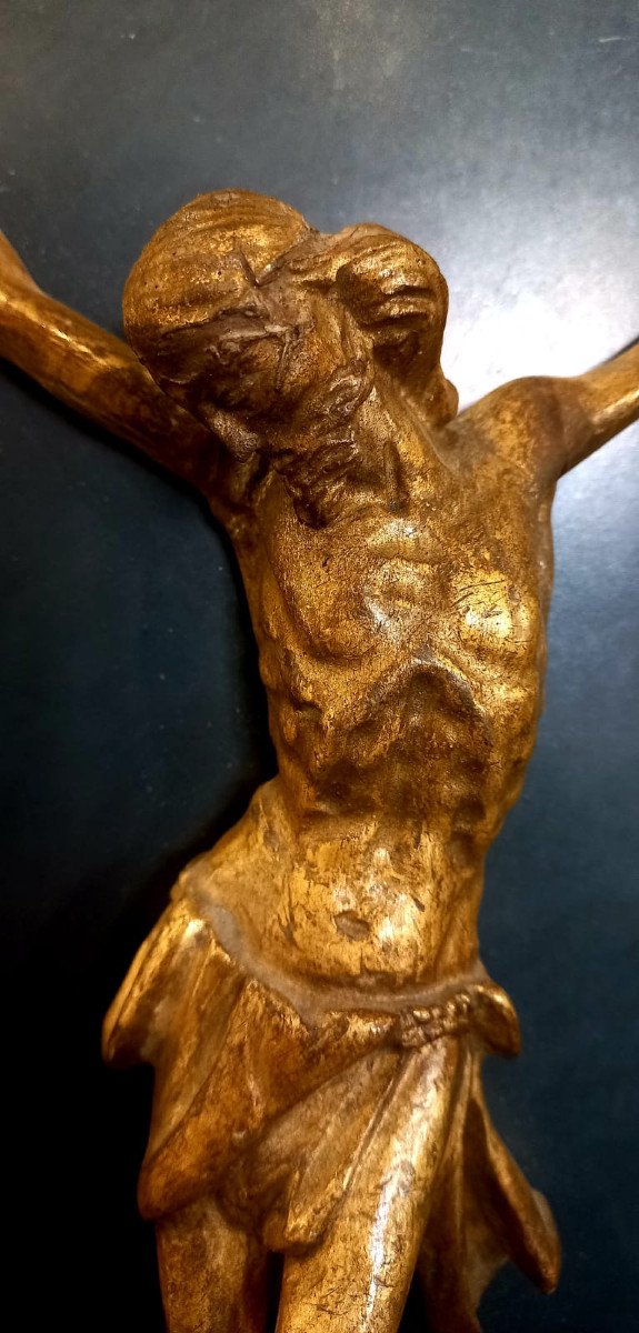 Cristo in legno intagliato e dorato, secolo XVII-photo-3