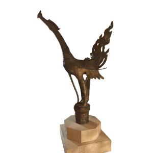 Scultura orientale rappresentante un cigno in bronzo