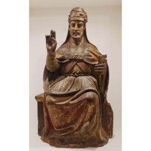 San Pietro in trono, scultura in legno