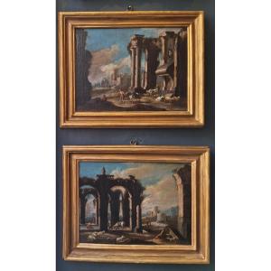 Coppia di capricci architettonici