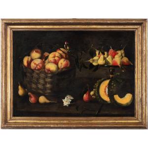 Natura morta con frutta, scuola lombarda