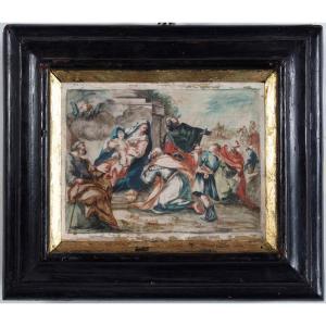 Adorazione dei Magi, tempera su pergamena