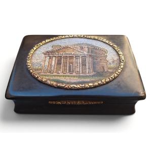 Scatola con micromosaico con cassina in rame