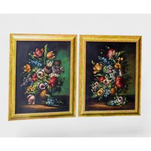 Coppia di Nature morte con fiori