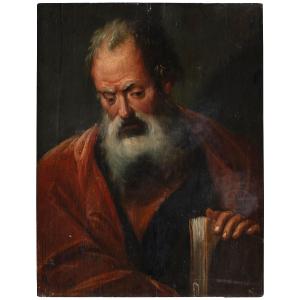 Dipinto raffigurante filosofo con libro