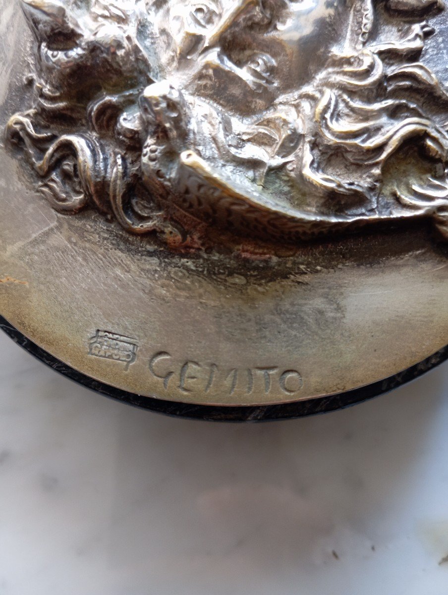 Fermacarte in bronzo argentato del 900-photo-2