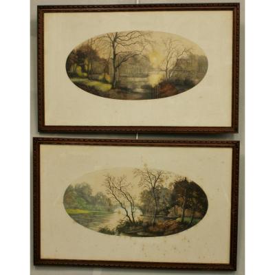 Eaux Fortes Pair Color Framed