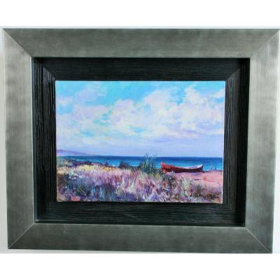 J Gaillard, Oil On Canvas, "beach At La Barque"