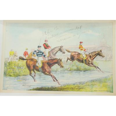 Poster, Jumping, Jockeys.