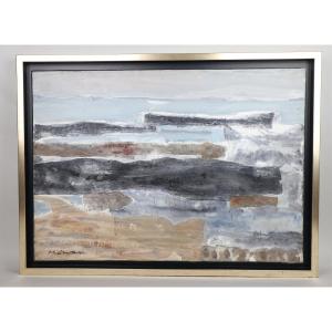 Jean-jacques Morvan, Oil On Canvas, Low Tide At The Glénan Islands.