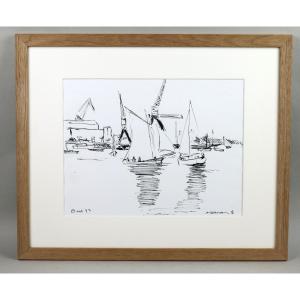 Jean-jacques Morvan, India Ink On Paper, Brest 92.