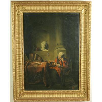 Maes Eugéne Rémy, Woman Reading Her, Oil On Canvas