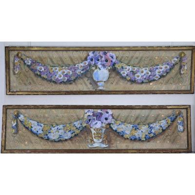 Pair Of Decorative Panels By Geoges Ritleng, Signed, Dated 1929.