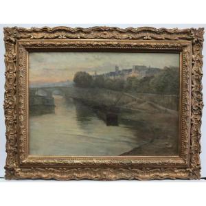 The Seine In Paris, Germain-eugéne Bonneton, Oil On Canvas