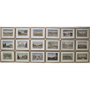 Set Of 18 18th Century Optical Views, Framed