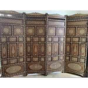 Punjab, India, Late 19th Century, Hoshiarpur Folding Screen (wood And Bone) 