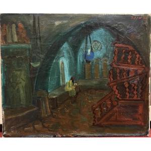 Jakub Zucker 1900 - 1981 'the Synagogue Of Jaffa In 1946' 