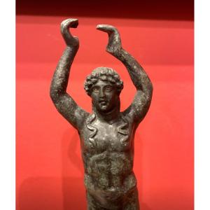 Young Roman Man With Raised Arms, 1st Century Ad (ar & E, 215 Mm). Complete Statuette 
