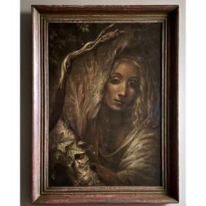 Johfra Bosschart (1919-1998) Portrait Of His Wife 'diana Vandenberg' Dated 1948 